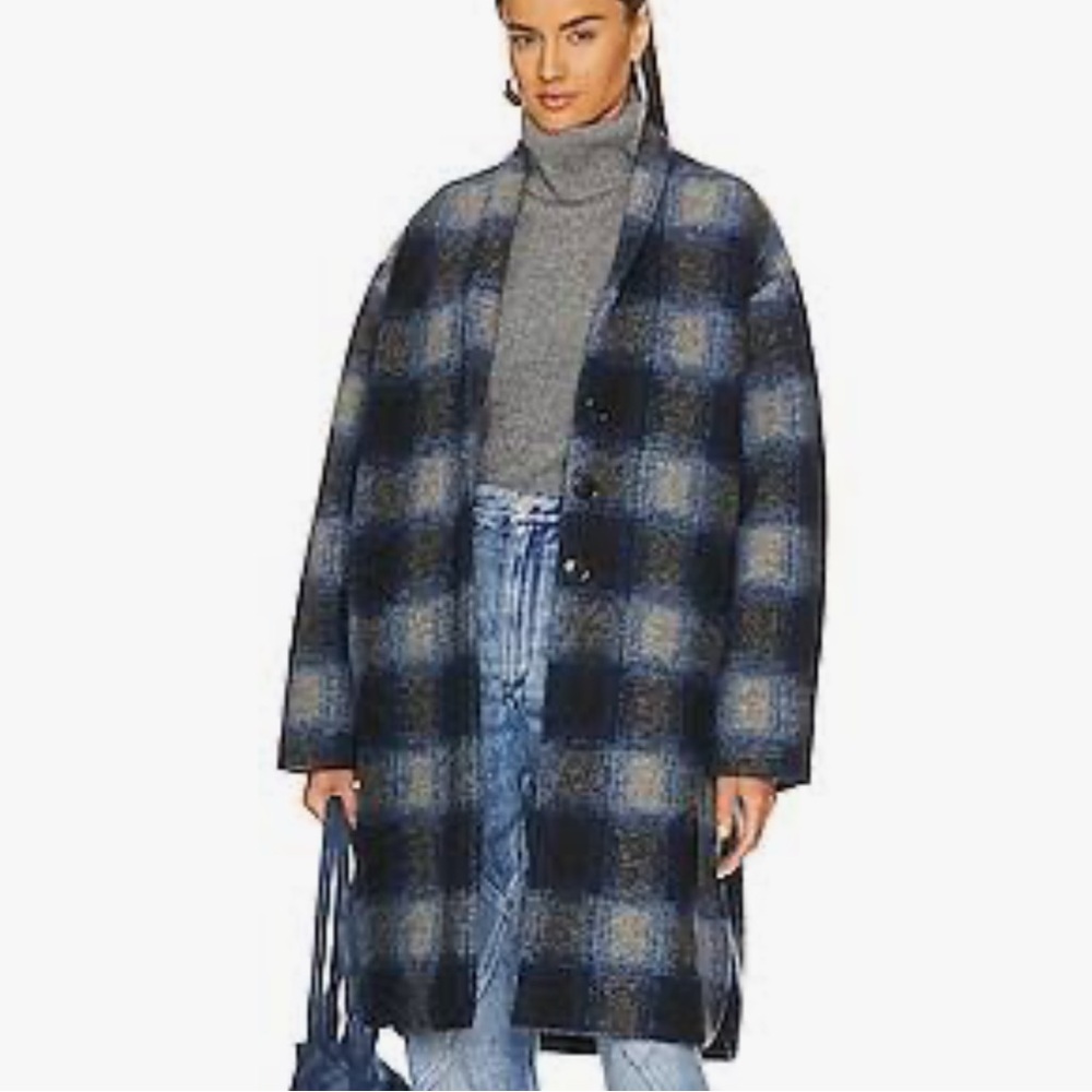 Isabel Marant Etoile Gabriel Plaid Wool Shacket Jacket Coat 38  M/L